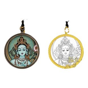 涂色嘎乌盒4件包邮绿度母白度母狐唐卡手绘diy填色描金线稿3.5cm