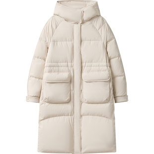【播奥莱】播连帽领鹅绒羽绒服女冬休闲宽松中长款外套BDR4RD3551