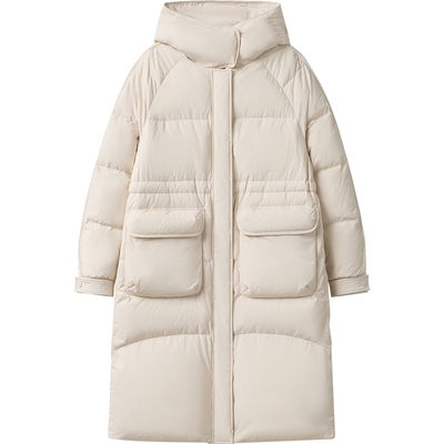 【播奥莱】播连帽领鹅绒羽绒服女冬休闲宽松中长款外套BDR4RD3551