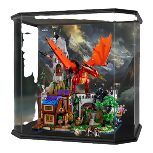 KGBOX乐高21348龙与地下城红龙传说亚克力展示盒模型防尘罩透明
