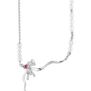 DAISY BEAUTY蝴蝶结S925银森系时尚气质锁骨链款百搭项链