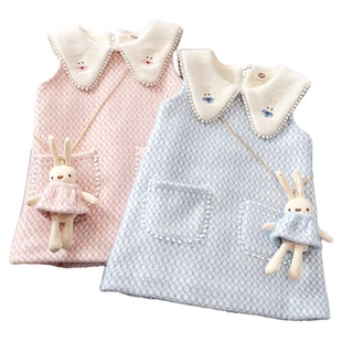 女童连衣裙2025新款儿童冬裙加绒小香风背心裙宝宝马甲裙秋冬裙子