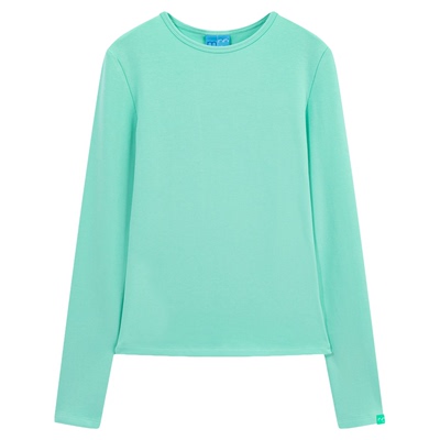 riverstone plus 基础圆领纯色长袖T恤女修身显瘦正肩慵懒打底衫