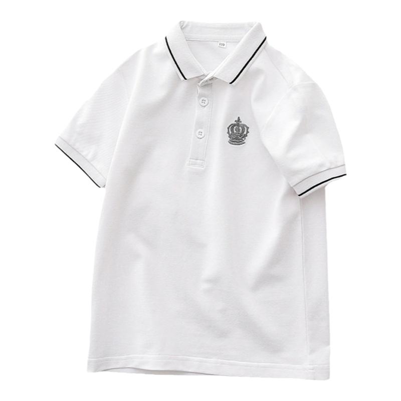 儿童polo衫短袖夏装翻领T恤男女童粉色纯棉长袖校服中大童上衣