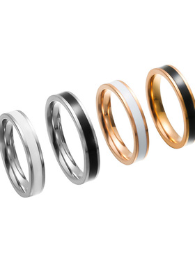 YWLY女钛钢指环大码钛钢滴胶戒指