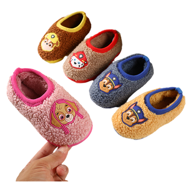 汪汪队棉拖鞋儿童冬季加绒小童可爱毛毛鞋女宝宝包跟棉鞋居家保暖