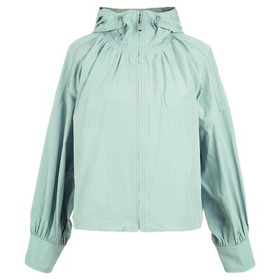 简爱诺百搭气质绿色短款连帽风衣