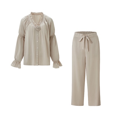 Chyooh池攸秋冬新品真丝长袖睡衣