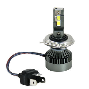 石栏摩托车LED大灯超亮灯泡12V60W改装内置双爪三爪HS1远近光一体