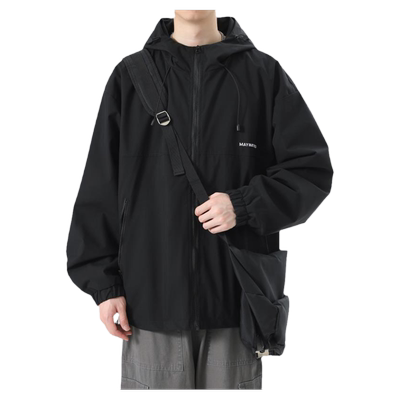 连帽冲锋衣外套男秋冬