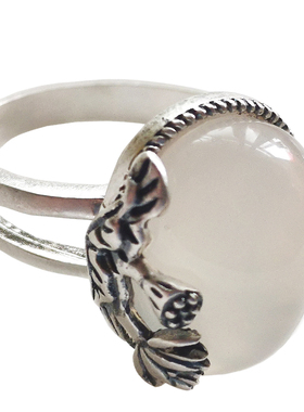 宝石纯银白玉髓水晶镶嵌冰种国潮