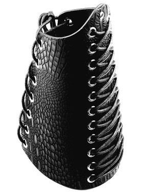 鞋带黑色PU皮光板小孔摇滚大手带