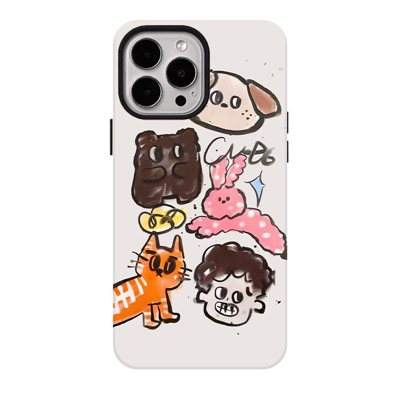 搞怪涂鸦适用苹果17promax手机壳iphone16pro菲林磁吸支架个性华为P80小米15小众vivo防摔保护壳oppo手绘