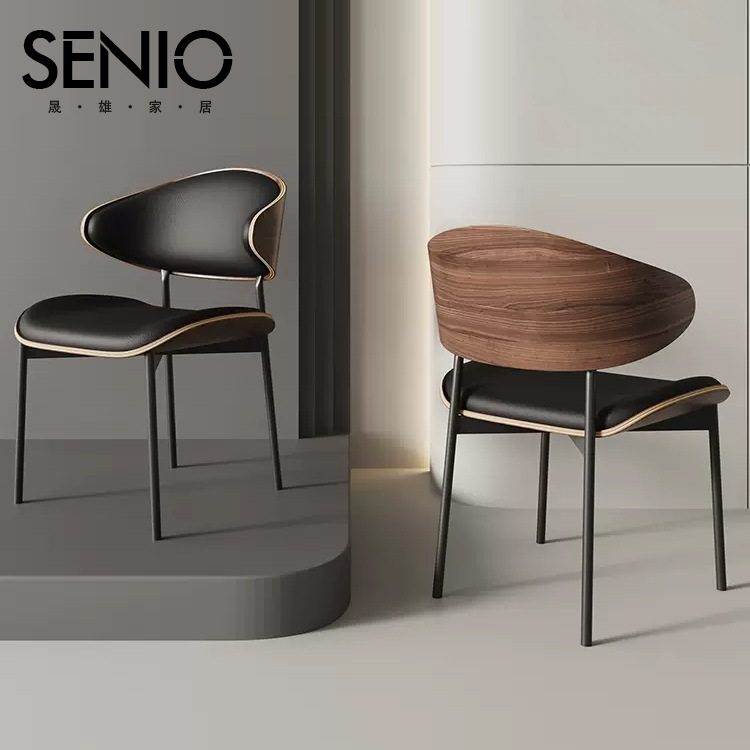 意式餐椅家用现代简约设计师酒店款实木接待奢洽谈轻凳子餐桌椅子
