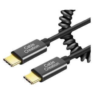 双头typec伸缩弹簧数据线ctoc公对公usb快充线适用华为mate30pro nova5苹果mac笔记本otg互充对拷线