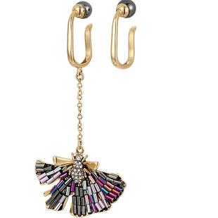 shes茜子克里姆特炫彩合成矿石蜜蜂耳挂不对称无耳洞耳饰耳环