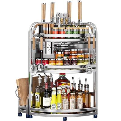 不锈钢转角调味料置物架厨房多功能油盐酱醋调味品墙角三角收纳架