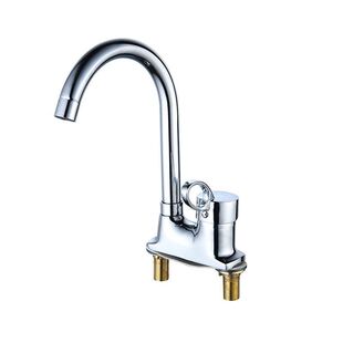 双孔冷热水龙头黄铜家用面盆台盆卫生间洗脸洗手盆池三孔冷暖龙头