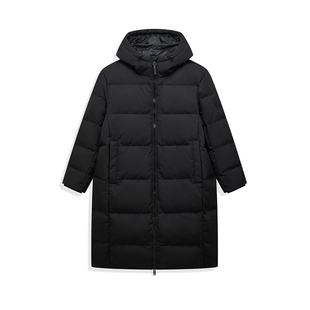 特步中长款鸭绒羽绒服男士新款冬季加绒上衣加厚男装保暖运动外套