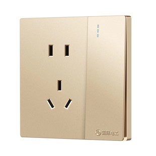 国际电工86型暗装双控开关插座多孔USB墙壁家用一开五孔单控面板