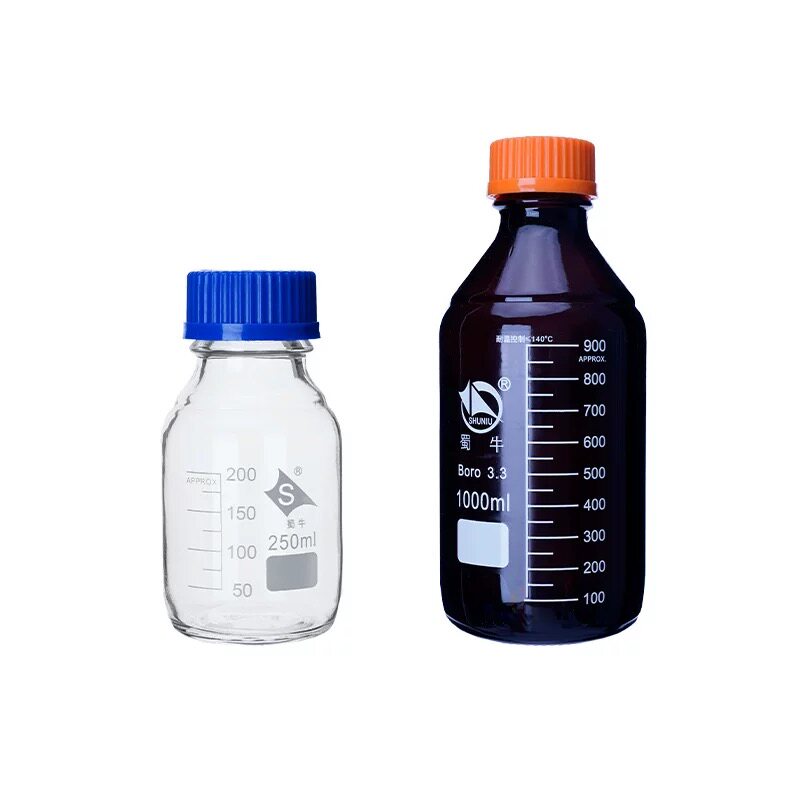 蓝盖试剂瓶棕色/透明玻璃螺口试剂瓶50 100 250 500 1000 2000ml