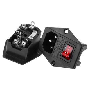 电源插座带灯带保险丝电源插座三合一带开关带保险品字插头