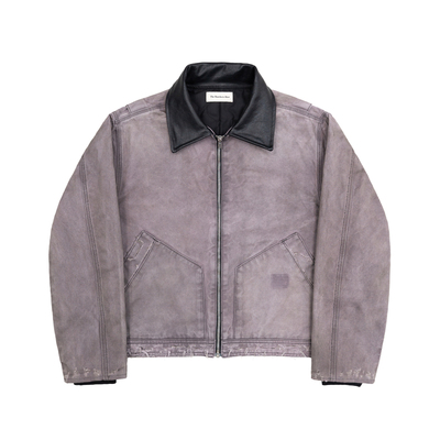 TBR做旧紫罗兰帆布皮领棉夹克
