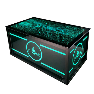 ktv茶几发光钢化玻璃黑色酒吧台沙发卡座不锈钢桌子定制现货厂家