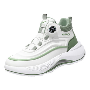 回力老爹男鞋冬季运动跑步休闲内增高旋钮扣学生厚底皮面小白潮鞋