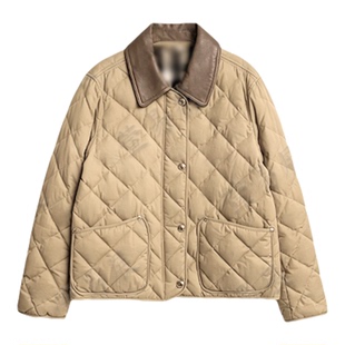 -“黄金甲”90白鹅绒绵羊皮领菱形格纹羽绒服【干洗】-092302