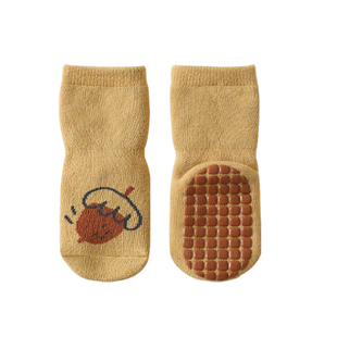 婴儿地板袜子宝宝秋冬季纯棉加厚毛圈儿童春秋室内防滑学步中筒袜