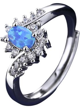 日韩流行热销镶嵌蓝色澳宝戒指