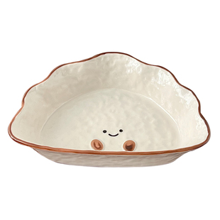 糖小姐 韩式ins风陶瓷盘子家用可爱可可豆面包盘高颜值餐盘沙拉盘