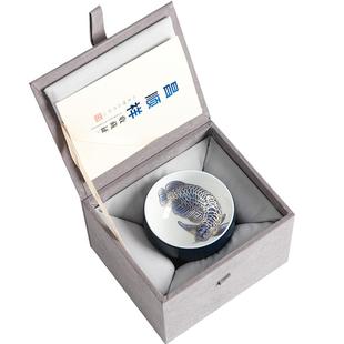 手绘银茶杯龙鱼主人杯江祖清个性男士单杯女功夫茶杯子陶瓷品茗杯