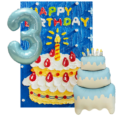 周岁生日男孩数字气球派对拍照