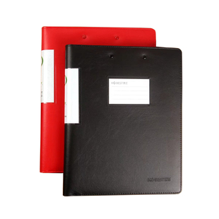 a4多功能文件夹皮质红色双夹子定制商务办公销售合同高档演讲义夹