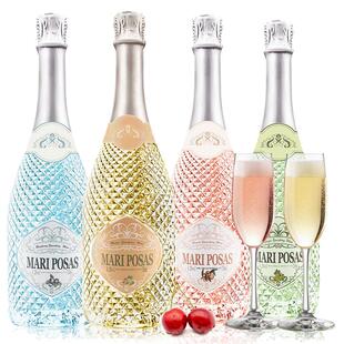 缤飞蝶微醺起泡酒甜型白葡萄酒果酒女士红酒配香槟酒杯整箱礼盒装