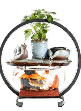 创意流水摆件客厅装饰玻璃鱼缸