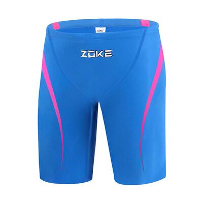 洲克ZOKE速干中大童儿童五分游泳裤专业训练及男童膝黑泳裤青少年