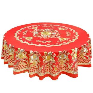 大圆桌布防滑烫金PVC防油免洗台布 转盘套装餐桌茶几盖布防水防烫