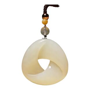 和田白玉三生轮回吊坠石来运转男女款平安扣玉坠转运石挂件首饰品