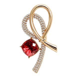 BLANCHE/布兰琪小香风蝴蝶结红色水晶胸针高级感胸花轻奢别针女士