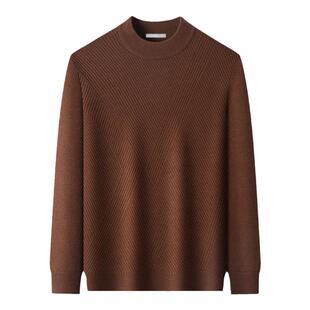 【含羊毛】圣得西男士半高领厚毛衫2025秋季款纹理感休闲毛衣