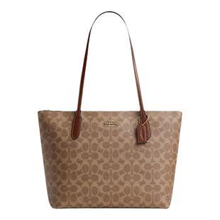【自营】COACH/蔻驰拉链托特包单肩包购物袋妈咪包品女包