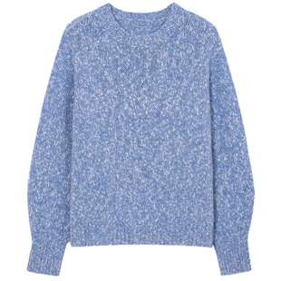 伊芙丽质感进口夹花设计慵懒风优雅羊绒针织衫秋季高级感气质上衣