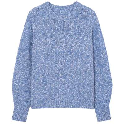 伊芙丽质感进口夹花设计慵懒风优雅羊绒针织衫秋季高级感气质上衣