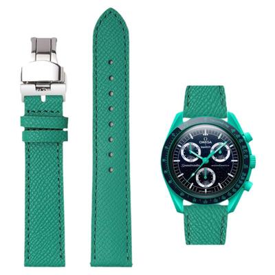 适用swatch欧米茄联名表带头层真皮斯沃琪蓝月北极光史努比沙漠20