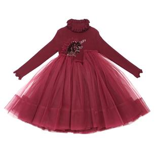 冬装女童针织连衣裙新年小女孩公主裙长袖秋冬大儿童洋气宝宝裙子