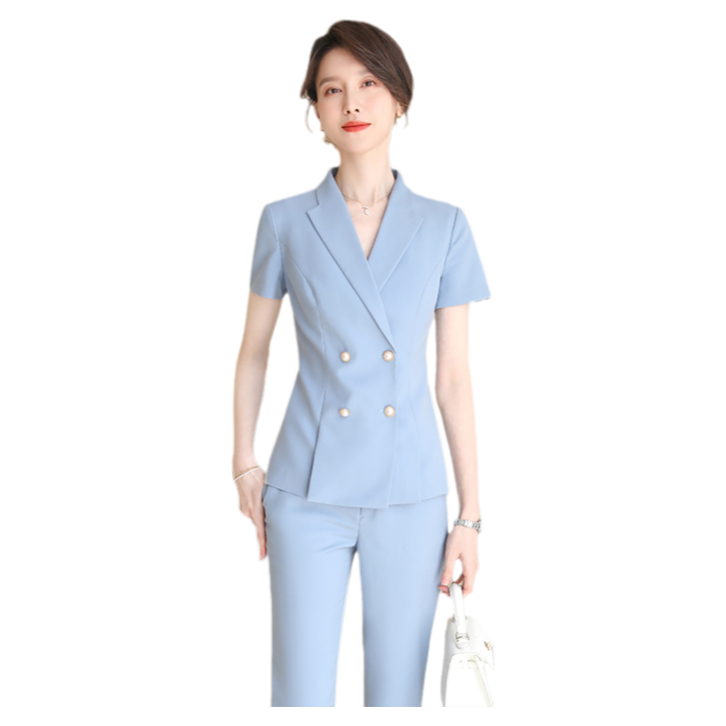 诗璐雅夏季短袖职业西装工作服女