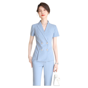 诗璐雅夏季新款职业西服套装女士短袖工作服高端珠宝酒店销售工装